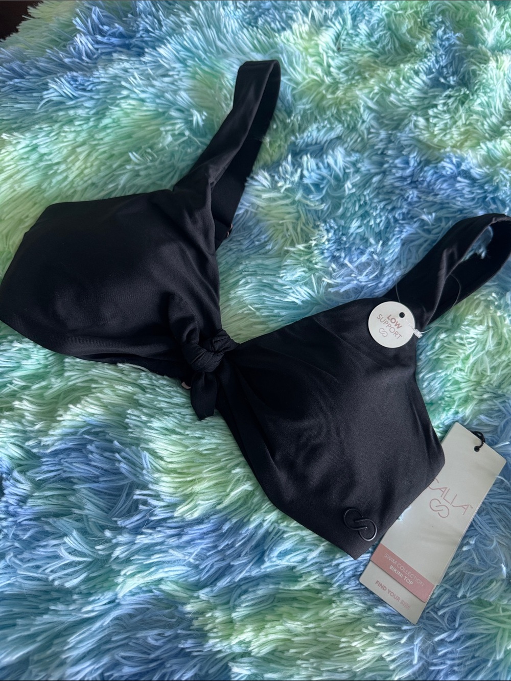 CALIA by Carrie Underwood Black Knot-Front Bikini Top